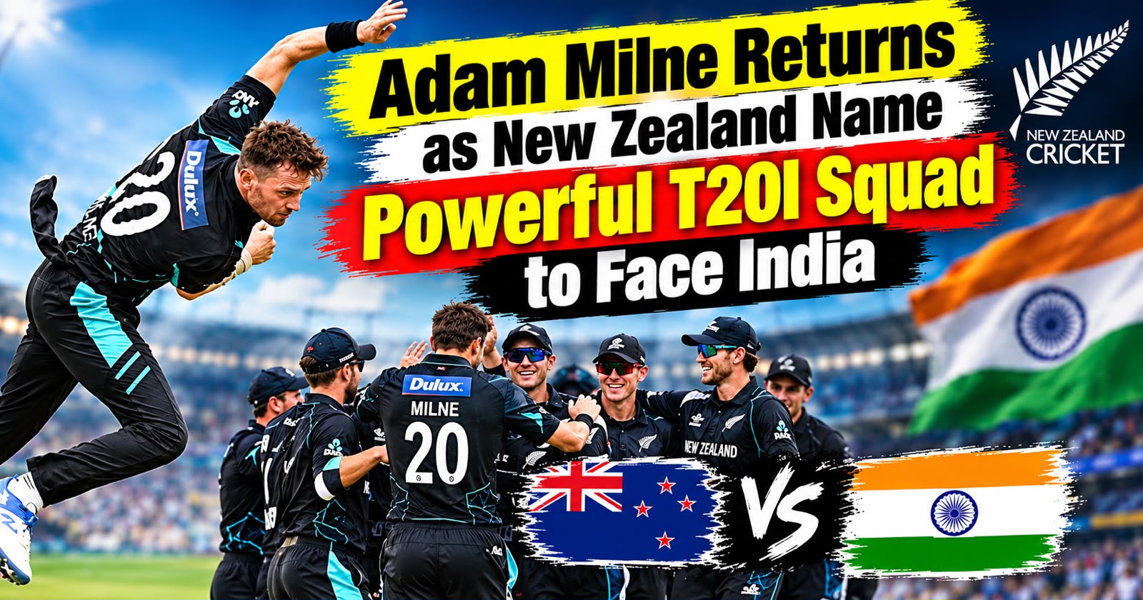 Adam Milne returns New Zealand T20I squad