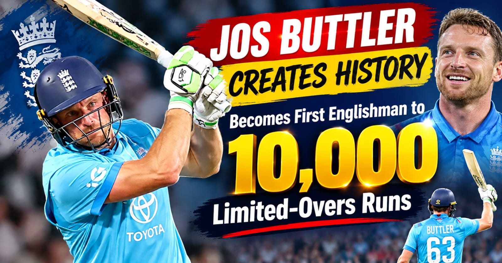 Jos Buttler 10,000 limited-overs runs