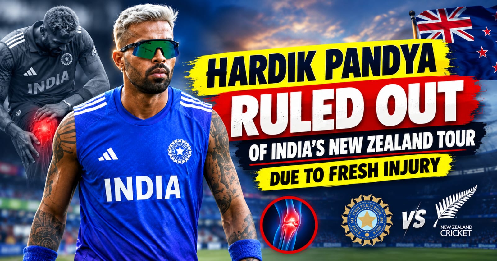 Hardik Pandya ruled out New Zealand tour