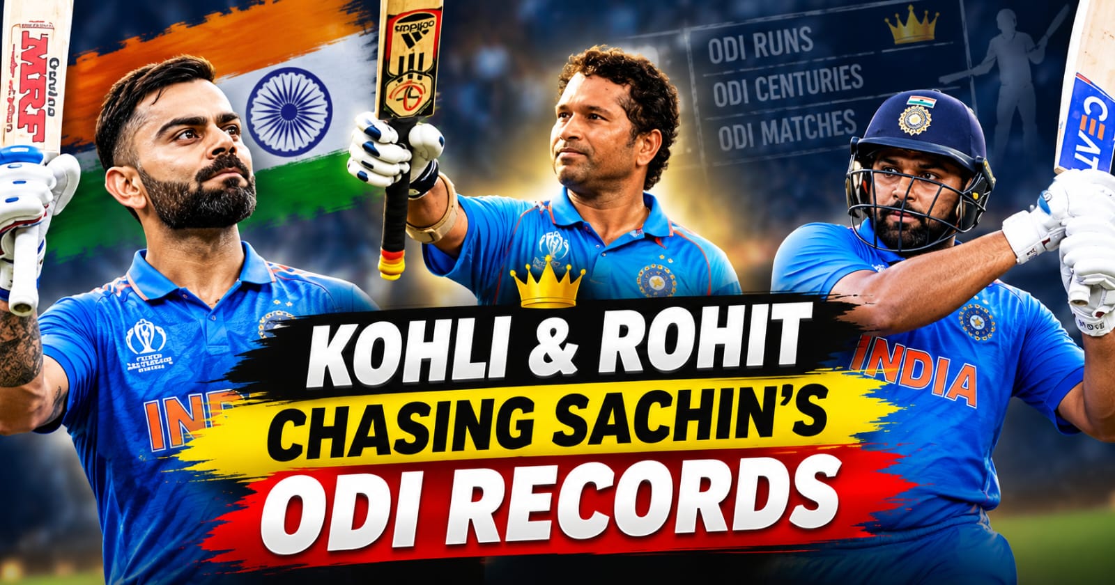 Virat Kohli Rohit Sharma Sachin Tendulkar ODI records